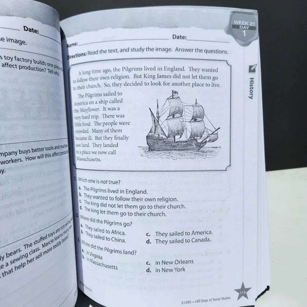 NEW 180 Days of Social Studies 3rd Grade Workbook Book Classroom Homeschool Prac